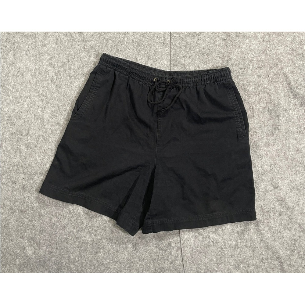Talbots Vintage‎ Black Cotton Drawstring Elastic Waist Shorts Womens 12 Pockets